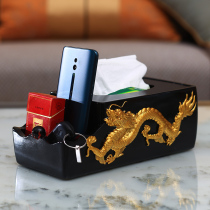 Creative Eurostyle Retro Versatile Remote Control Containing box Black Delicate Resin Tissue Box Living-room Tea Table Decoration