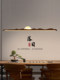 Sunset and Dusk Minimalist Zen-Style Long Strip Restaurant Chandelier, Natural Wood Lighting Fixture, Tea Room Lamp, Modern Chinese Style, Unique Design
