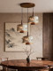 Song-Style Aesthetics Three-Piece Set Round Dining Table Rectangular Fabric Painting Landscape Painting Bedroom Bar Counter Solid Wood Main Light
