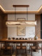 Ink Painting Landscape Painting, Song-Style Aesthetics, Restaurant Chandelier, Solid Wood, Linen Fabric, Bar Counter, Tea Room Main Light 1.8m