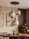Song-Style Aesthetics Three-Piece Set Round Dining Table Rectangular Fabric Painting Landscape Painting Bedroom Bar Counter Solid Wood Main Light