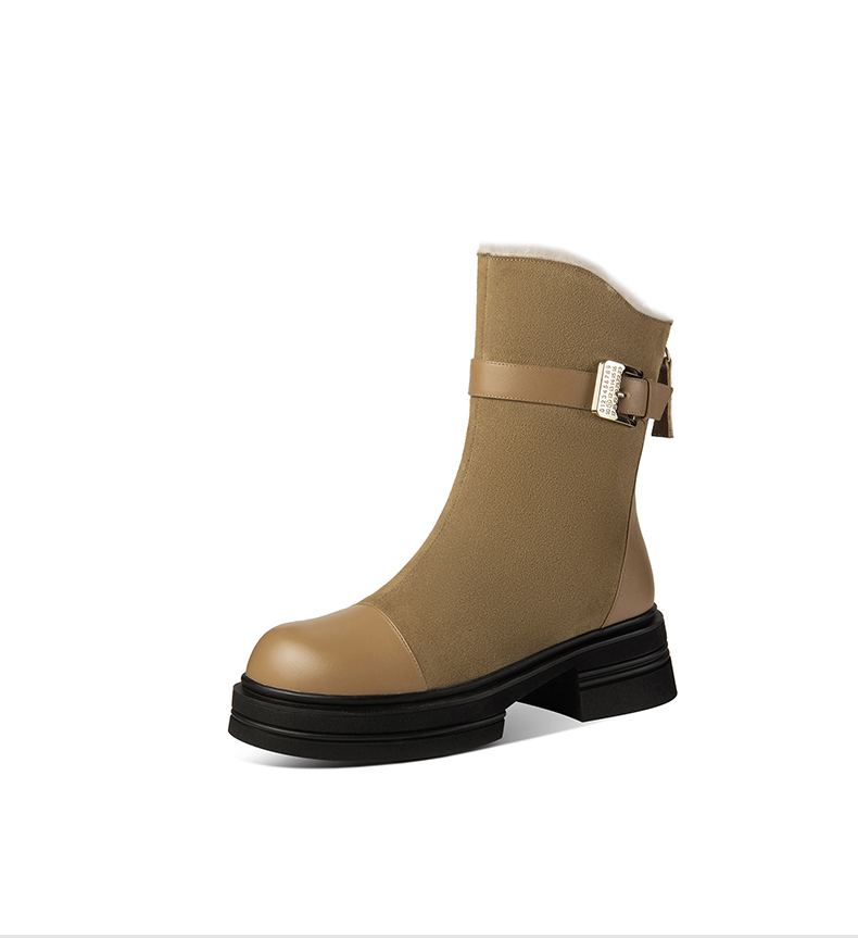 C9207 3680K BOOT CỔ THẤP NỮ LEMREFL MŨI TRÒN GÓT VUÔNG DÀY ẤM ĐẾ CAO GIÀY DÉP NỮ DA BÒ G06 SẢN PHẨM MỚI