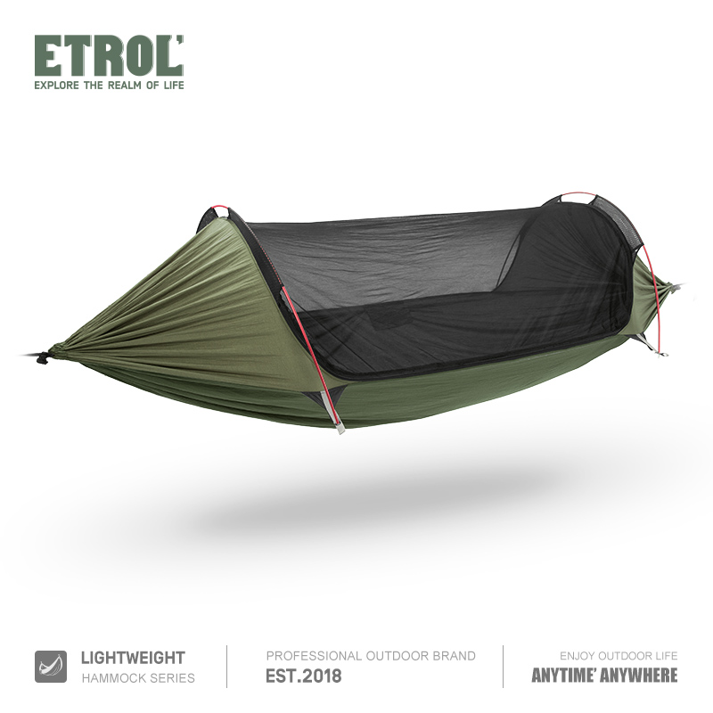 etrol single hammock outdoor swing anti-mosquito field fall bed with mosquito net summer camping anti-rollover rope chair