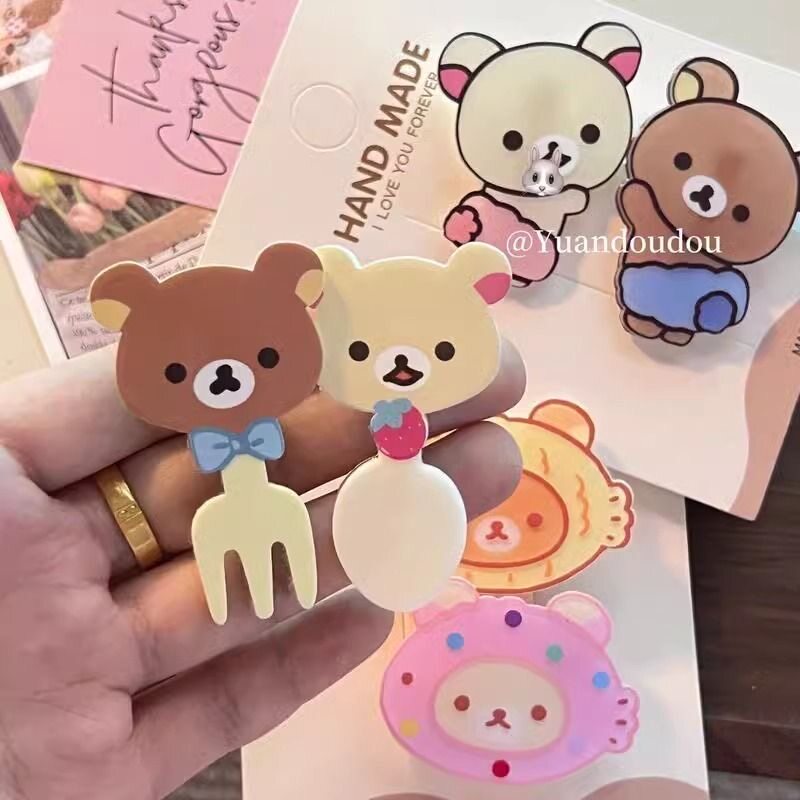 Милые и забавные заколки ins easy bear заколка для волос с сердечком для девочек головные уборы для студенток заколка для челки аксессуары для волос с милым мишкой
