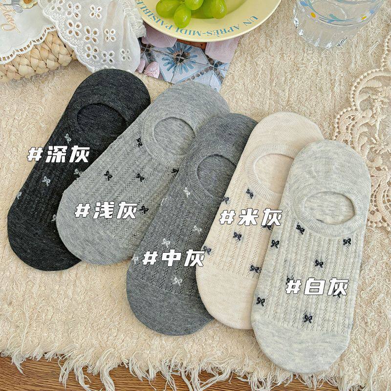 【30 Days of Hot Sales, 2000 Pieces Sold】Bowknot Socks for Women, Summer Thin Boat Socks, Trendy Shallow Mouth Japanese Style, Non-Slip