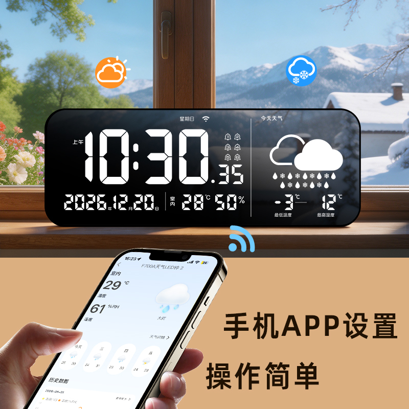 Sanmei Led Smart Weather Clock Wifi Connected Automatic Time Adjustment Weather Forecast Large Screen Digital Wall Clock App Remote Sanmei Led Smart Weather Clock Wifi Connected Automatic Time Adjustment Weather Forecast Large Screen Digital Wall Clock App Remote