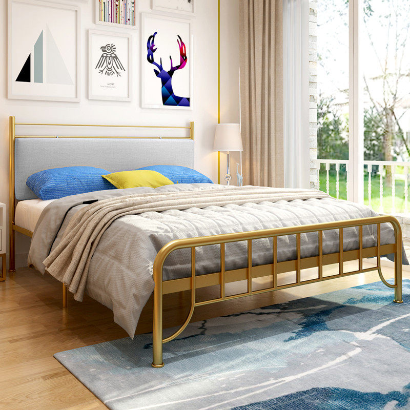 Detachable Backrest Iron Art Bed Modern Brief About 1 5 m Nordic Light Luxury Princess Bed 1 8 m Double Bed Iron Frame Bed