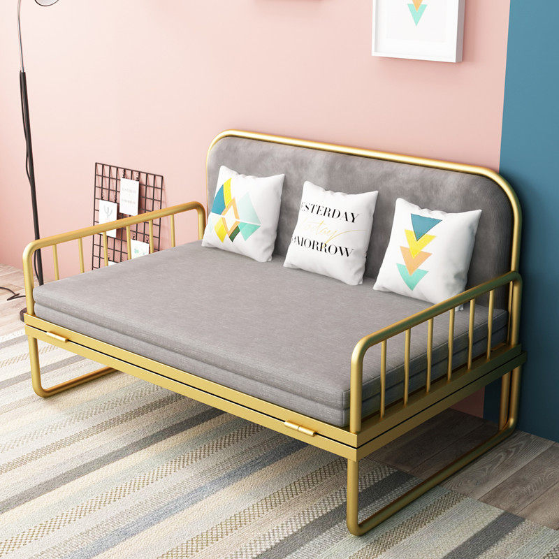 Tongzinmei sofa folding bed small family multifunctional iron bed 1 5 1 8 m bed double bed modern simplicity