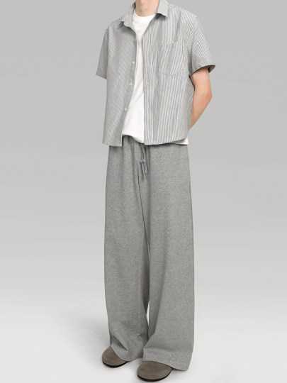 〔 PLUS NO LOGO 〕25SS 纯白/条纹短袖衬衫高级浅色短宽boxy版型