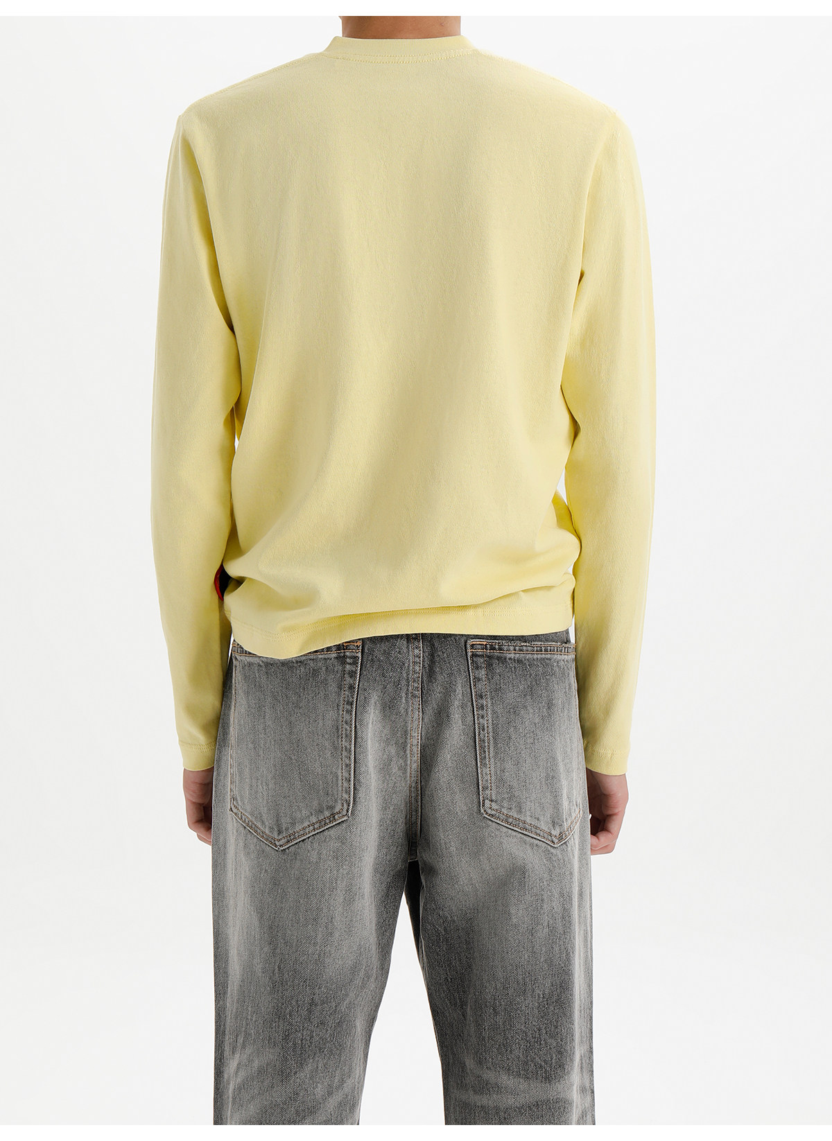 PLUS NO LOGO Linen-Feel V-Neck Slim-Fit Long Sleeve Tee