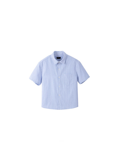 〔 PLUS NO LOGO 〕25SS 纯白/条纹短袖衬衫高级浅色短宽boxy版型