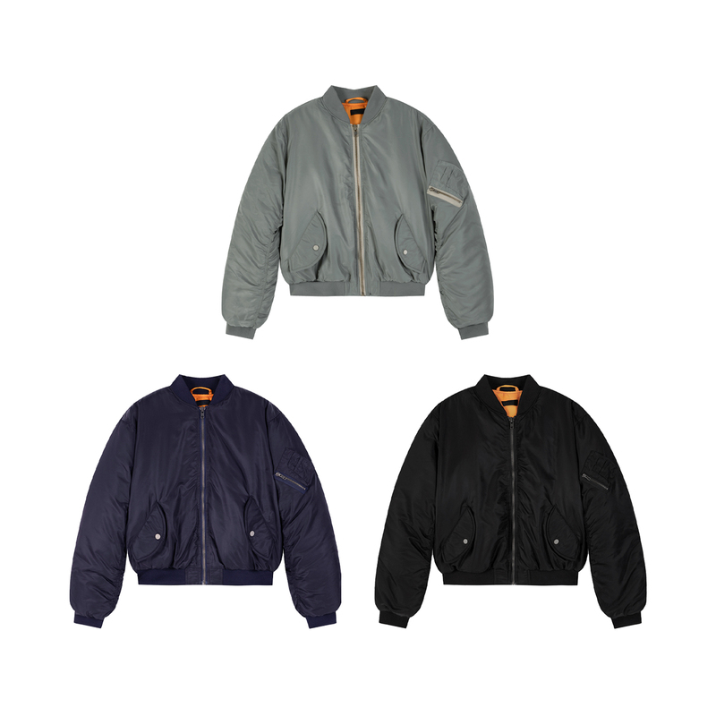 〔 Plus No Logo 〕25Aw Ma1 Bomber Jacket Cotton Coat Short Wide Coat Orange Inner Upgraded Version