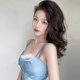 Slit Temperament Long Sexy Blue Satin Suspender Dress 2022 New Women's Summer Slim Slim Dress