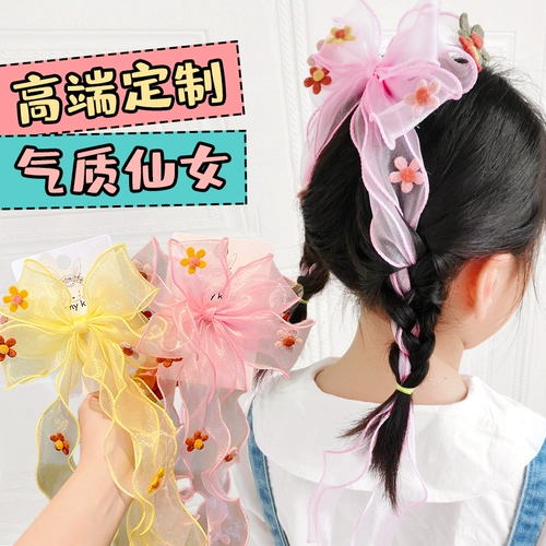 Летняя заколка для волос в форме цветка с бантиком, детский аксессуар для волос, милые шпильки для волос, популярно в интернете