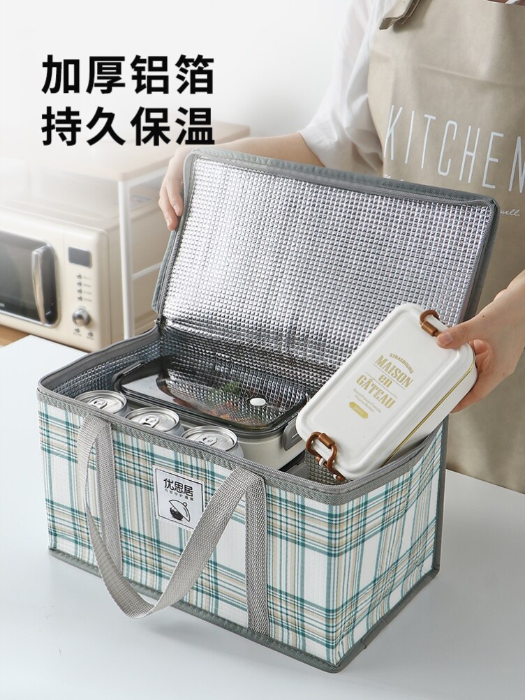 Spring Outing Supplies Outing Outdoor Picnic Bag Large Capacity Thermal Insulation Picnic Basket Handbag Portable Lunch Bag Lunch Box Bag