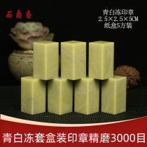 Qingtian Stone 2 5*2 5 * 5cm five Square grinding 3000 mesh green and white frozen seal cutting stone for beginners
