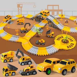 百变轨道车拼装益智电动汽车小火车套装儿童惯性拼装工程车