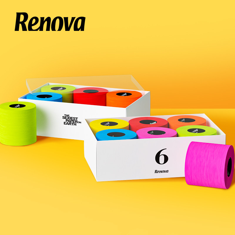 Renova Portugal imported color roll paper core household toilet paper printing toilet toilet paper gift box