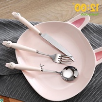 Knife fork and spoon three-piece set household cute steak knife and fork plate set Western tableware net red childrens fork and spoon