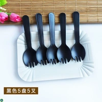 Черная ложка вилка 5 тарелок 5 вилка