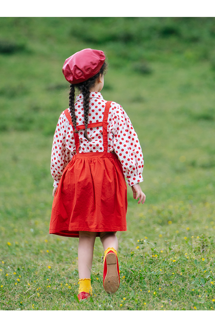 笛牧 学院风 女童波点背带裙套装 天猫优惠券折后￥99包邮（￥178-79）100~150码可选