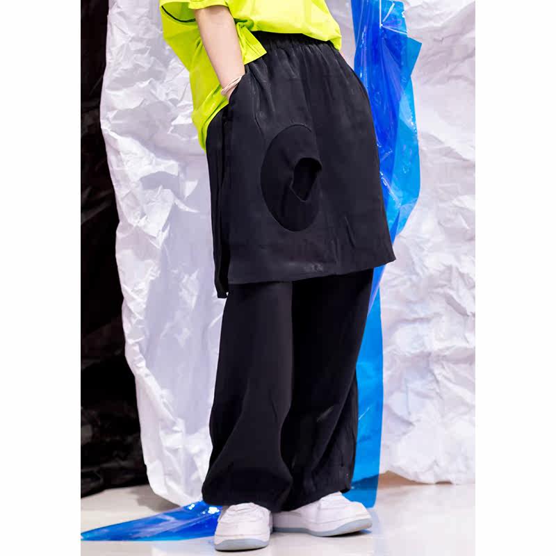 TOXIC Original Autumn Neutral Men and Women Deconstructed Splicing Street Asymmetric Elastic Waist Wide Leg Pants