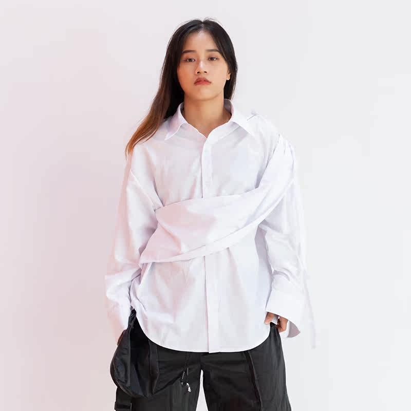 TOXIC white shirt dress design niche autumn long sleeve day old harbor retro chic early autumn shirt