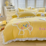 Хлопковый мультяшный комплект для школьников, пододеяльник, простыня, с вышивкой, 3 предмета, 4 предмета