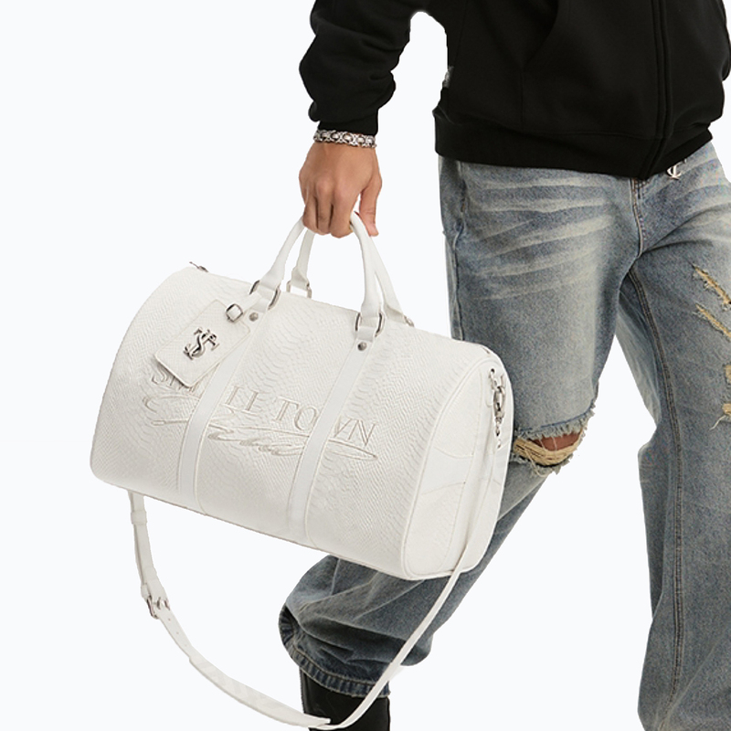 Stk Official Genuine White Snake Pattern Short Trip Bag for Women, Large Capacity Sports and Fitness Bag, Tote Bag for Men Stk Official Genuine White Snake Pattern Short Trip Bag for Women, Large Capacity Sports and Fitness Bag, Tote Bag for Men