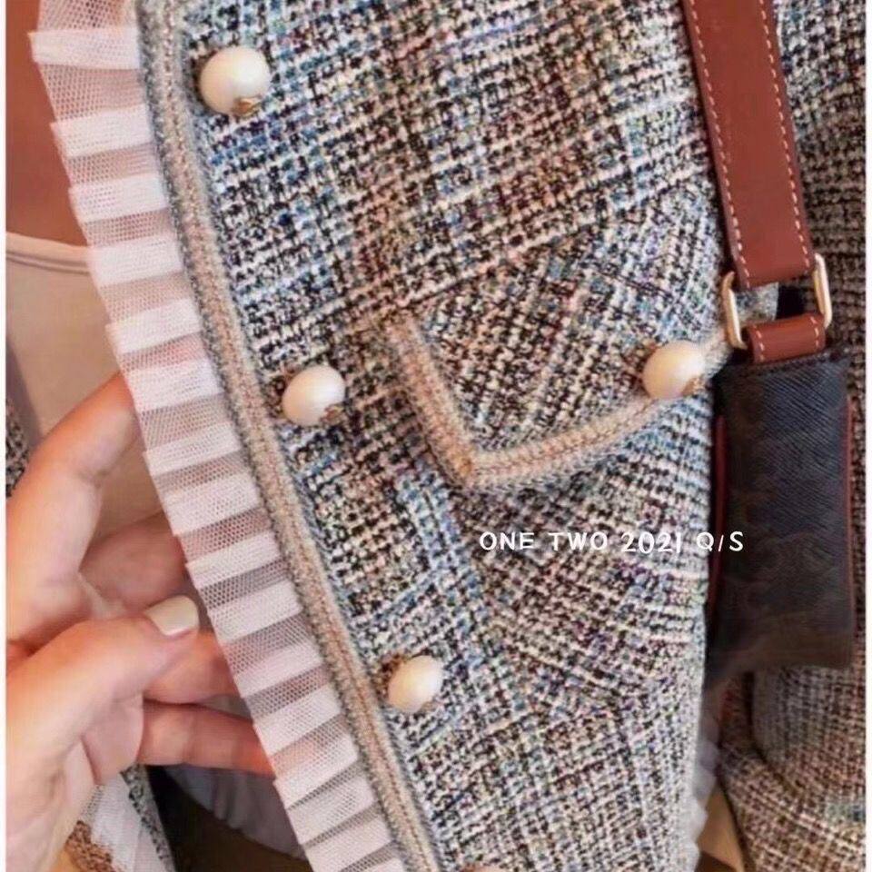 Small fragrant wind short coat women's spring and autumn 2021 new Korean version of small personality tweed plaid coat