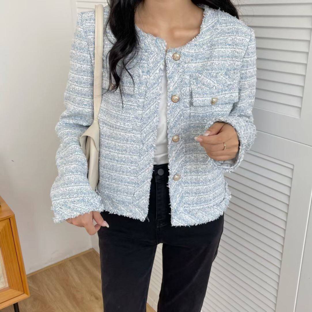 socialite xiaoxiang wind tweed short coat women spring and autumn new Korean casual Joker jacket top tide