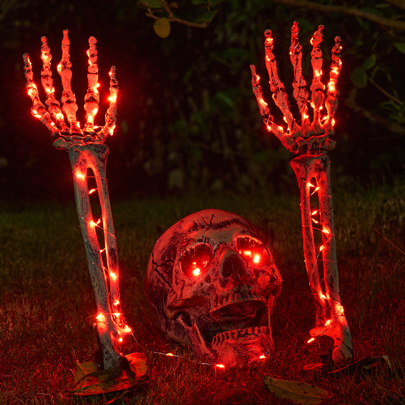Halloween Glowing Skeleton Hand Prop Horror Skull Decoration Scene Setup Atmosphere Skull Outdoor Courtyard Lawn Halloween Glowing Skeleton Hand Prop Horror Skull Decoration Scene Setup Atmosphere Skull Outdoor Courtyard Lawn