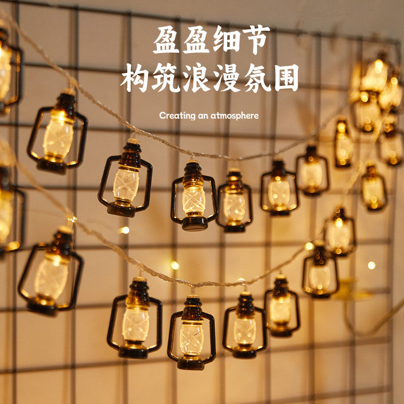 Vintage Coal Oil Lamp Small Colored Lights Bedroom Decorative Lights Children Tent Room Birthday Hanging Lantern Festival Kindergarten Placement-Taobao