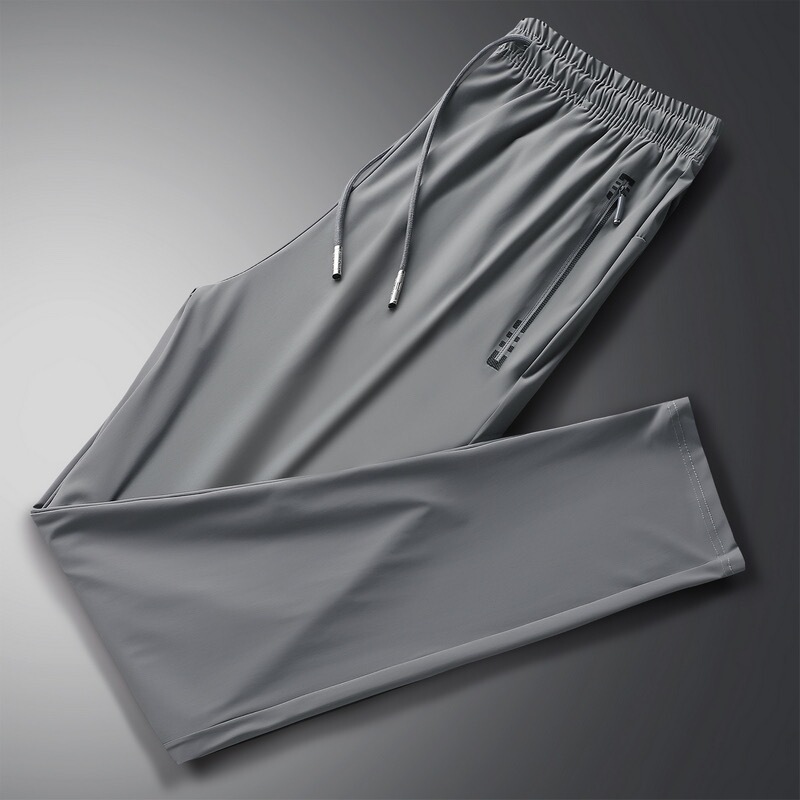 Outlet Spring and Summer Ice Silk Quick-Dry Pants Men's Sports Pants Casual Long Pants High Elasticity Large Size Straight Breathable Thin Style