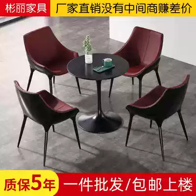 Simple negotiation table and chair light luxury small round table and chair study living room glass fiber sample house display center reception reception table and chair combination