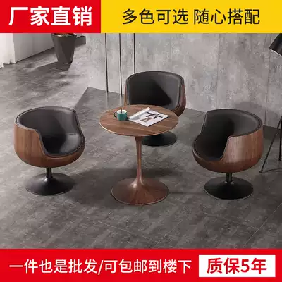 Light luxury negotiation table and chair modern simple balcony table and chair combination Nordic solid wood dining chair home table four chairs Leisure