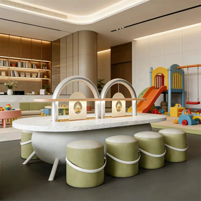 Children's Building Block Table for Mezzanine Floors, Sales Office, Hotel Children's Entertainment Area, Table and Chair Set, Early Education Center Leisure Chair and Stool
