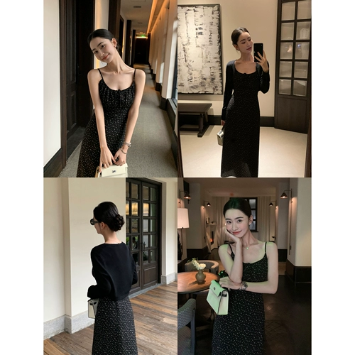 pusumede Платье-комбинация, летний приталенный корсет, длинная юбка, цветочный принт, изысканный стиль, яркий броский стиль, французский стиль