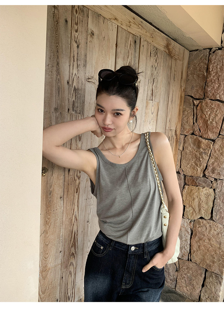 Топы/майки pusumede 复古性感露背吊带背心女夏季外穿宽松慵懒休闲无袖上衣
