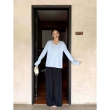 pusumede Костюм, летние штаны для отдыха, высокая талия, свободный прямой крой