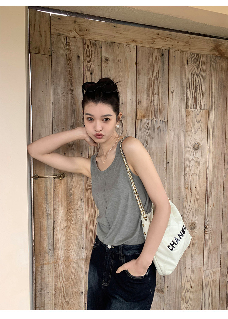Топы/майки pusumede 复古性感露背吊带背心女夏季外穿宽松慵懒休闲无袖上衣