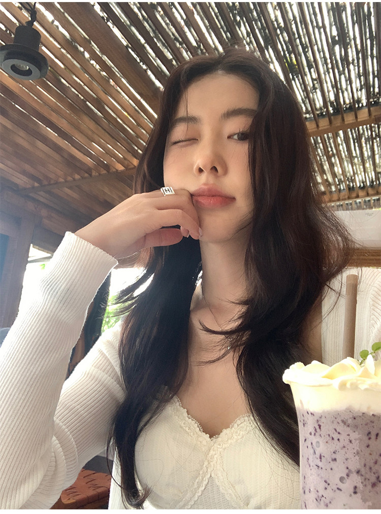 Топы/майки pusumede 【现货7.5折】杏色蕾丝花边带胸垫吊带背心女上衣