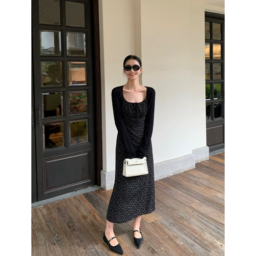 pusumede Платье-комбинация, летний приталенный корсет, длинная юбка, цветочный принт, изысканный стиль, яркий броский стиль, французский стиль