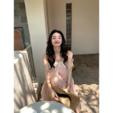 pusumede Белая длинная юбка, французский стиль, эластичная талия, А-силуэт