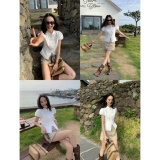 pusumede Дизайнерская короткая рубашка, китайский стиль, рукава фонарики, тренд сезона