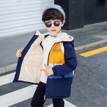 Boy Winter Clothing Jacket 2020 New Plus Cotton Thickened Rabbit Mullet Parquet Color Jacket