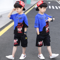 Boys summer dress suit 2021 New CUHK Fashion Cartoon Short Sleeves Two Sets Trendy Korean Version of Mens Kids