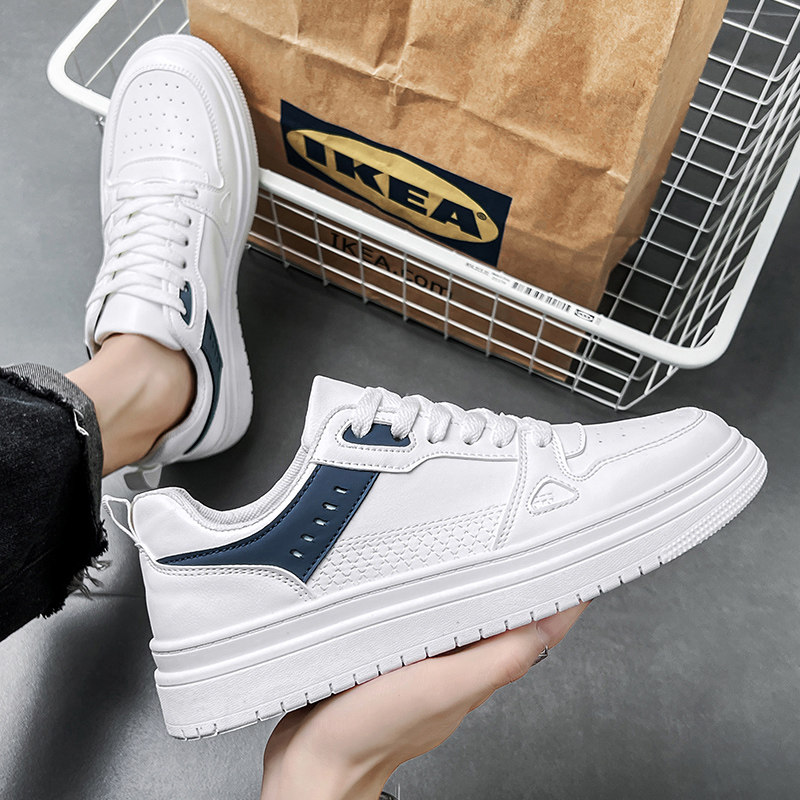 Men's Summer Breathable Sports Sneakers, Korean Style Trendy Versatile Casual White Shoes, Student Low-Top Flat Trendy Shoes