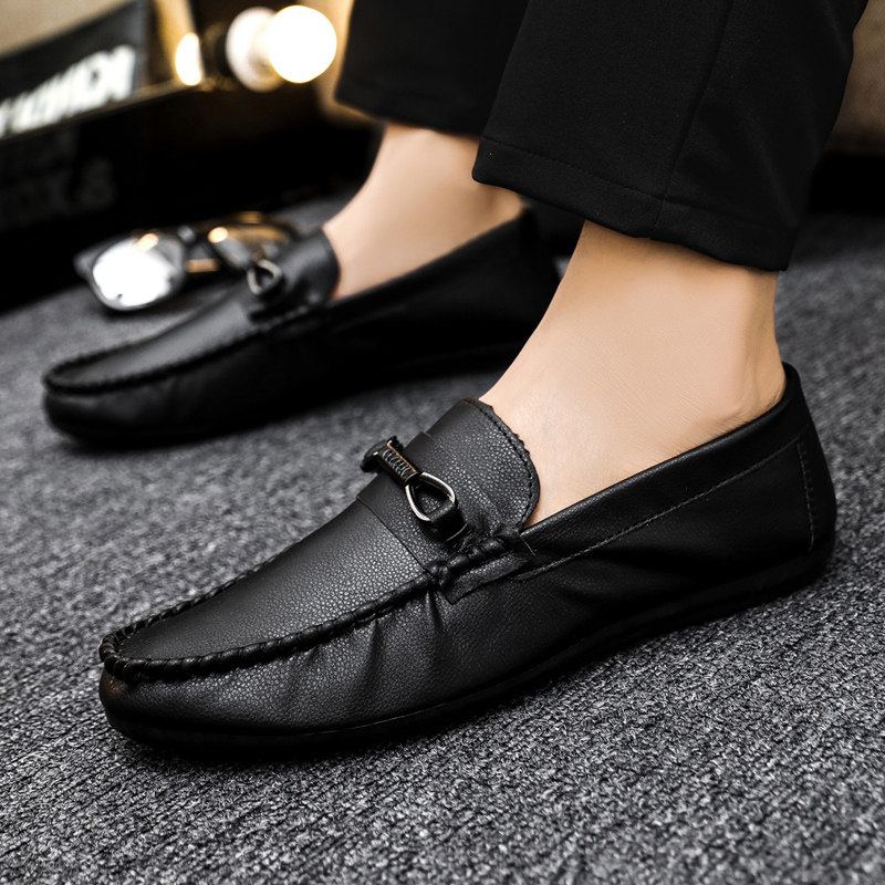 2025 Summer New Breathable Loafers for Men, British Style Soft Sole Casual Leather Shoes, Slip-On Lazy Driving Shoes for Men