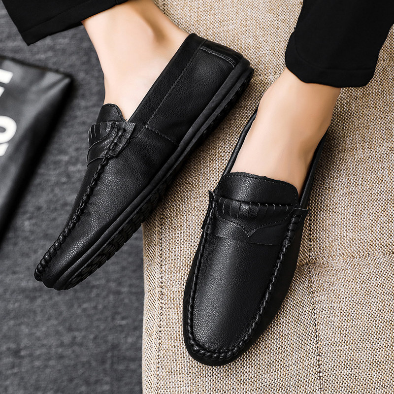 2025 Summer New Breathable Loafers for Men, British Style Soft Sole Casual Leather Shoes, Slip-On Lazy Driving Shoes for Men